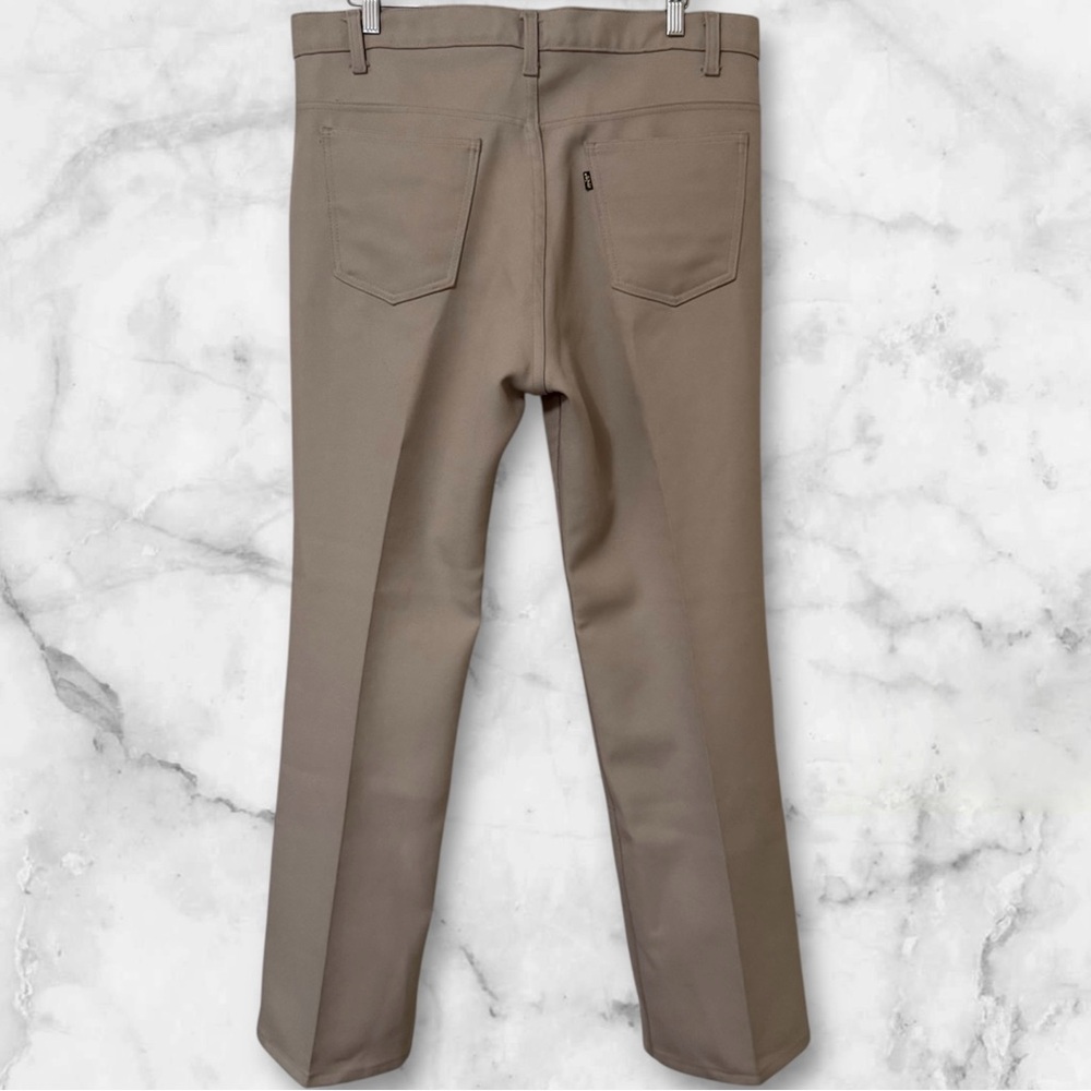 Vintage 1990s Levi's 517 Sta-Prest Khaki Polyester Pant 38 x 32 USA 10517-6122 - Picture 2 of 8